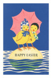 Two Chicks with Umbrella Posters
