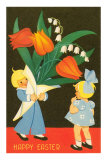 Children with Large Bouquet Posters