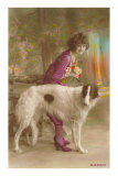 Woman in Purple with Borzoi Posters