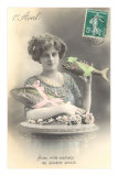 Woman with Party Fish Fotografía