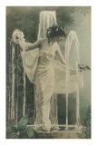 Svelte Lady as Fountain Ornament Posters