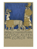 Zurich Commemoration, Lions and Chariot, Switzerland - Giclee Baskı Zurich Commemoration, Lions and Chariot, Switzerland - Giclee Baskı