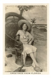 Greetings from Florida, Lady in Chair with Gator Posters