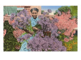 Black Woman with Agapanthus Lámina giclée