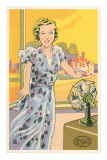 English Lady with Electric Fan Posters