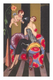 Flapper Sprayed by Perfume-Bearing Cherub Posters