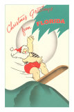 Christmas Greetings from Florida, Surfing Santa Pósters Christmas Greetings from Florida, Surfing Santa Pósters