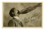 Man with Fish Sticking Out of Mouth Posters
