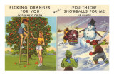 Des oranges contre des boules de neiges Photographie