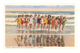 Femmes dans les vagues, Miami Beach, Floride Posters