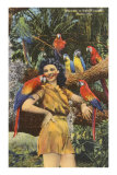 Lady with Macaws, Miami, Florida Posters