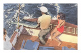 Fishing from Motorboat, Florida Posters