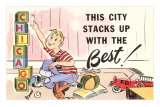 « Cette ville est une pile de merveilles », Chicago, Illinois, dessin humoristique Posters