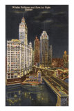 Wrigley Building at Night, Chicago, Illinois Posters