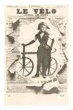 Le Velo, Girl with Wooden Bicycle Posters