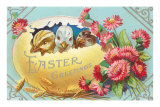 Easter Greeting, Chicks in Egg Prints