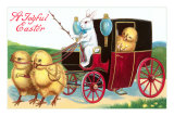 Joyful Easter, Chicks in Coach Posters