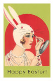 Happy Easter, Woman with Rabbit Headdress Posters