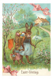 Easter Greetings, Spectacled Rabbit in Dress Photo