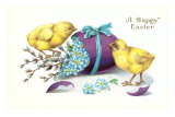 Happy Easter, Chicks with Purple Egg Posters