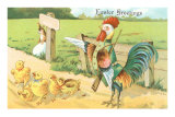 Easter Greetings, Rooster with Rifle Posters