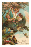 Easter Greetings, Children in Nest Photo