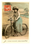 French Woman with Bicycle Posters