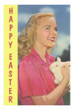 Happy Easter, Blonde with Rabbit Photo