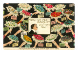 French Birthday Wishes with Saints and Flowers Giclee Print French Birthday Wishes with Saints and Flowers Giclee Print