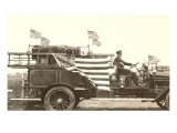 Fire Truck with Flags Lámina giclée