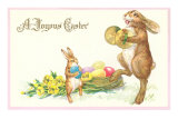 Joyous Easter, Rabbit with Cymbals Posters