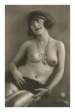 Topless Woman with Necklace Posters