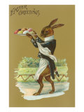 Easter Greetings, Rabbit Waiter Lámina giclée