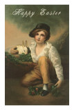 Happy Easter, Boy with Rabbit Posters