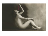 Mujer desnuda comiendo uvas Lámina giclée