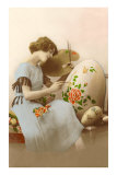 Woman Painting Large Egg Photo