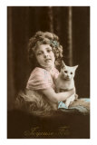 Joyeuse Fete, Girl with Cat Posters
