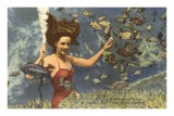 Diving Girl, Weekiwachee Spring, Florida Posters