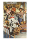 Diver with Sponges, Tarpon Springs, Florida Lámina giclée