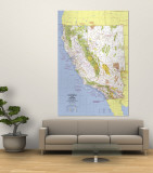 California And Nevada Map 1974 Wall Mural