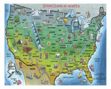 USA Cartoon Map Photographic Print by Kevin Middleton