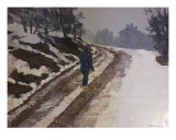 Woman On Frozen Road reproduction procédé giclée par Scott Mackay