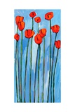 Poppies On Blue - 2 Of 3 Giclee Print by Patty Baker