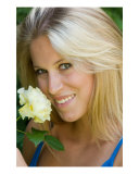 Beautiful Young Blonde Woman With Yellow Rose Photographic Print by David Smith