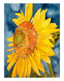 Macro Sunflower Watercolor Painting Print Giclee Print by Derek Mccrea