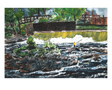 Fishing The River Waterfall Landscape Painting Giclee Print by Derek Mccrea