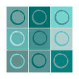 Nine Patch Blue Circles Giclée-Druck von Ricki Mountain