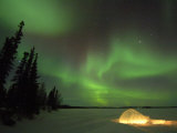 Igloo Lit Up at Night under Northern Lights Northwest Territories, Canada March 2007 Posters par Eric Baccega