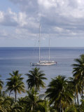 Sy "Adele", 180 Foot 'Hoek' Design, Motoring Off an Island in French Polynesia Photographic Print by Rick Tomlinson