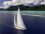 Sy "Adele", 180 Foot Hoek Design, Underway Close to the Reef Off Huahine Island, French Polynesia Photographie par Rick Tomlinson